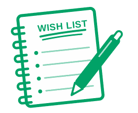 Wish list notepad and pen icon